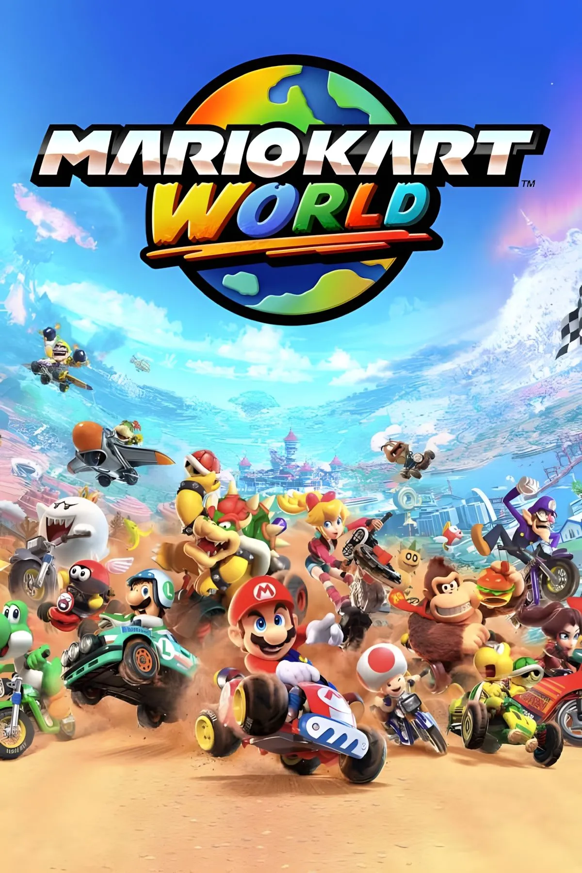 Ảnh bìa chính thức của game Mario Kart World, game đua xe mới trên Nintendo Switch 2.