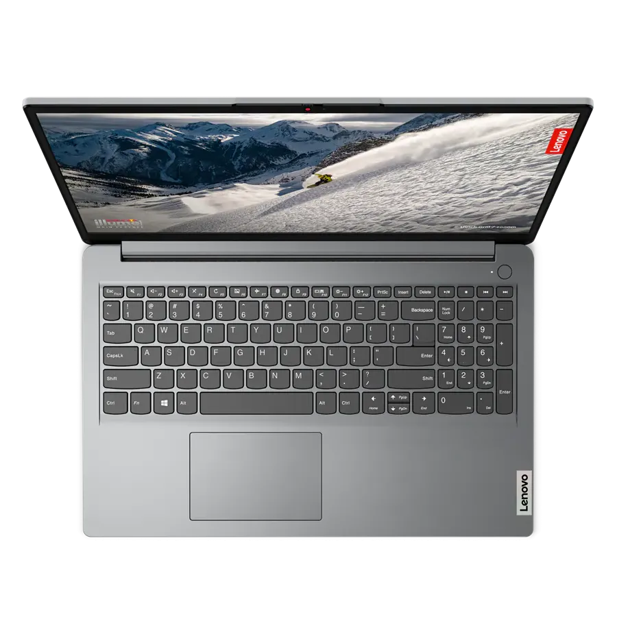 Laptop Lenovo IdeaPad 1 màu Storm Grey mở nắp 100 độ nhìn từ trên xuống