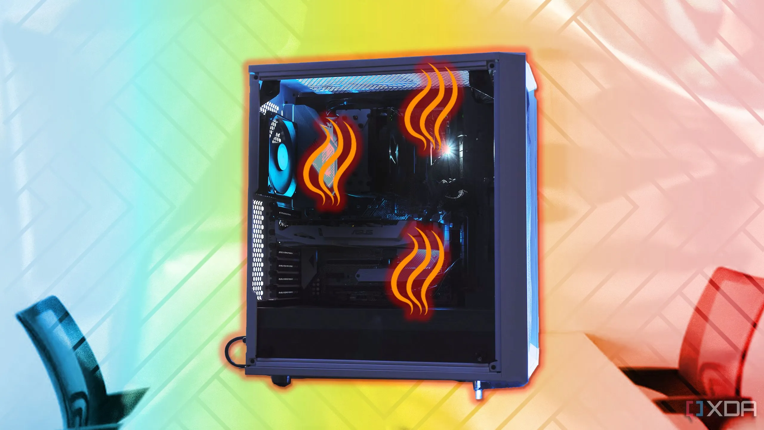 Minh họa cách các thành phần PC tạo nhiệt và luồng khí tản nhiệt trong thùng máy