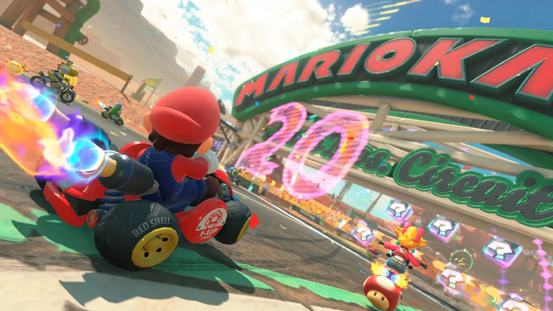 Một đoạn đua xe vượt chướng ngại vật trong Mario Kart World.